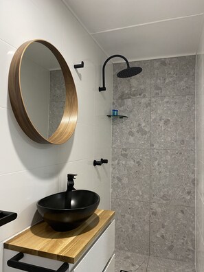 Eco-friendly toiletries, towels, soap, shampoo