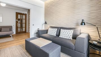 TV connectée, cheminée, livres