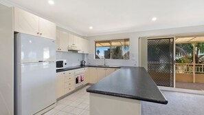 Fridge, microwave, oven, toaster