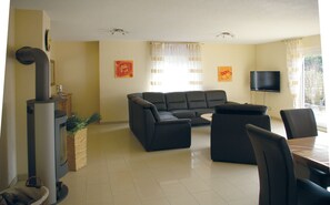 TV, fireplace