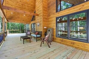 Terrace/patio - 4BR Luxe Woodland Retreat • Hot Tub & Games (Blue Ridge)
