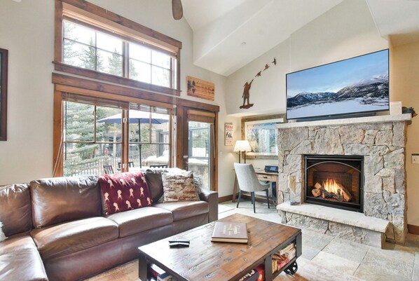 TV, fireplace, printers