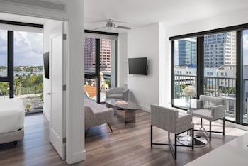 Suite, 2 Queen Beds (Queen) | Premium bedding, Tempur-Pedic beds, in-room safe, desk at AKA West Palm