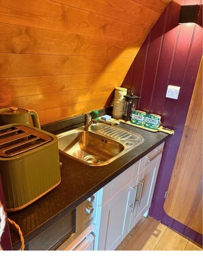 Fridge, microwave, oven, electric kettle