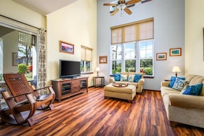 Smart TV, DVD player, books, video library