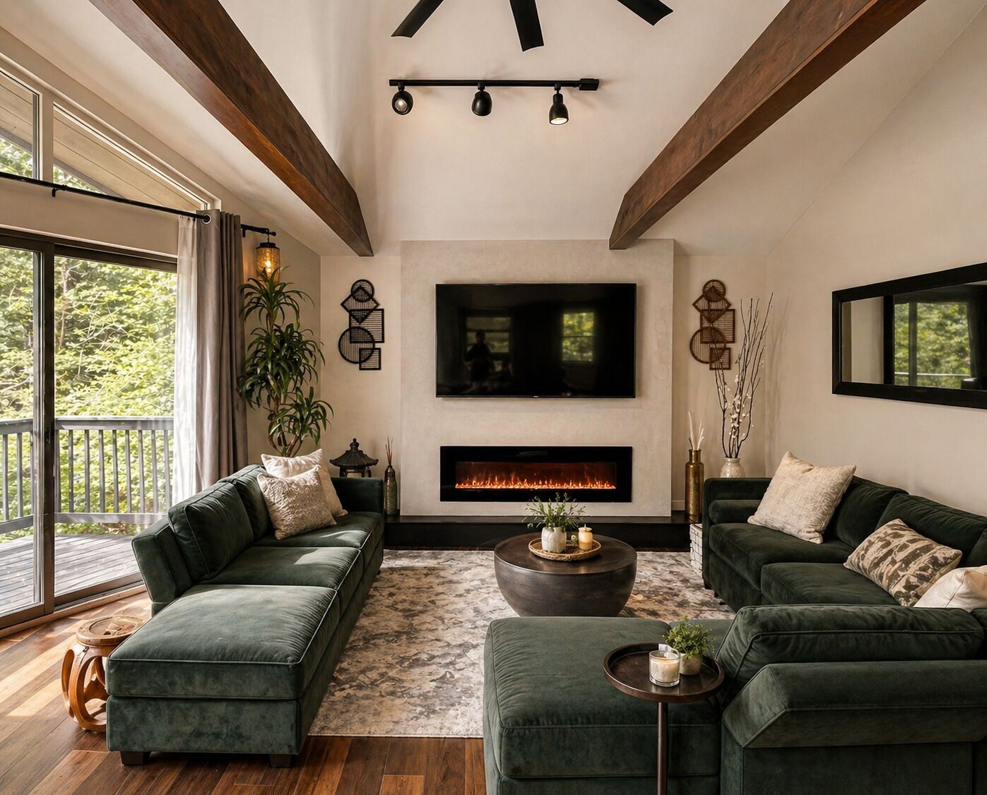 ス  マートテレビ、暖炉、テレビゲーム、テーブルサッカー台