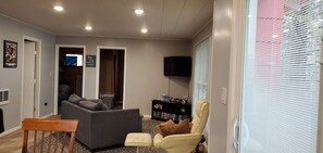 TV, DVD player, video library