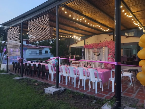 Outdoor banquet area