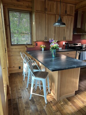 Fridge, microwave, oven, stovetop - Peaceful cabin with lake view from all 3 floors (Eagle Rock)