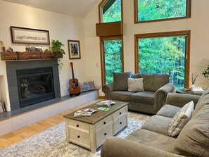 Smart TV, fireplace, foosball, table tennis