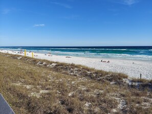 Plage à proximité, chaises longues, serviettes de plage