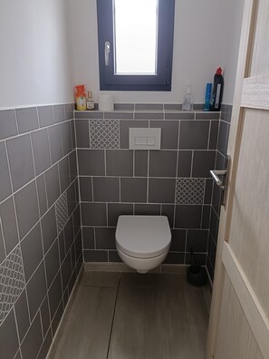 Douche, sèche-cheveux, serviettes fournies, papier toilette