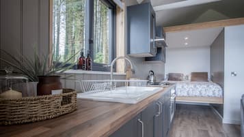 Fridge, oven, stovetop, electric kettle