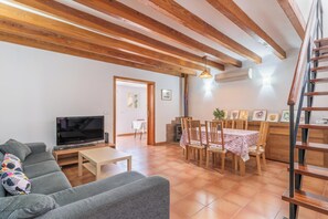 TV, fireplace - Holiday Home C'as Pobres with Mountain View, Wi-Fi, A/C & Balcony (soller)