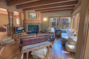 TV, fireplace