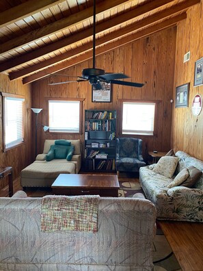 Smart TV, DVD player, books, video library