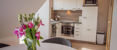 Fridge, oven, stovetop, dishwasher
