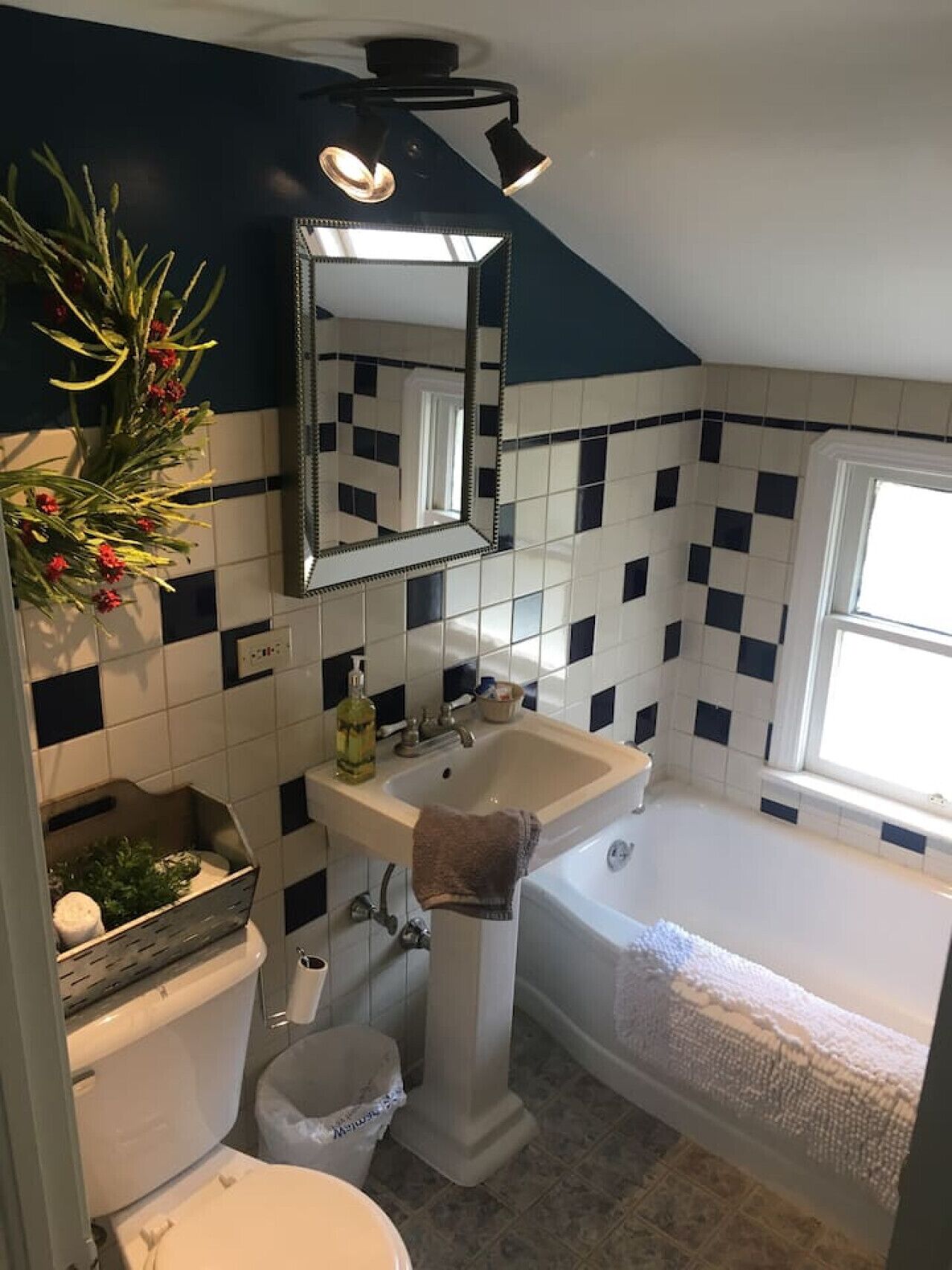 Bathtub, hair dryer