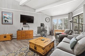 TV, fireplace, offices