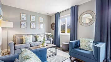 Televisie, een open haard, Netflix en boeken