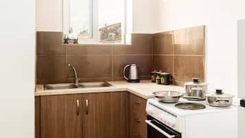 Fridge, oven, stovetop, electric kettle