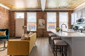 Fridge, microwave, oven, stovetop - PARLOR: Explore OTR/DT: Restored 1894 Italianate (Cincinnati)