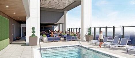 Una piscina al aire libre, una piscina climatizada