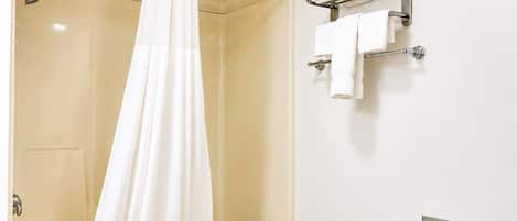 Towels, soap, shampoo, toilet paper