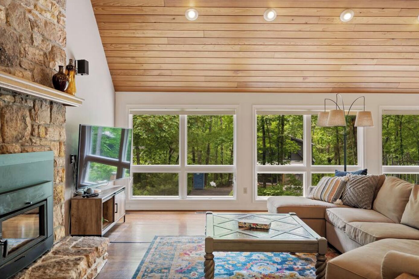 Smart TV, fireplace, video games, DVD player