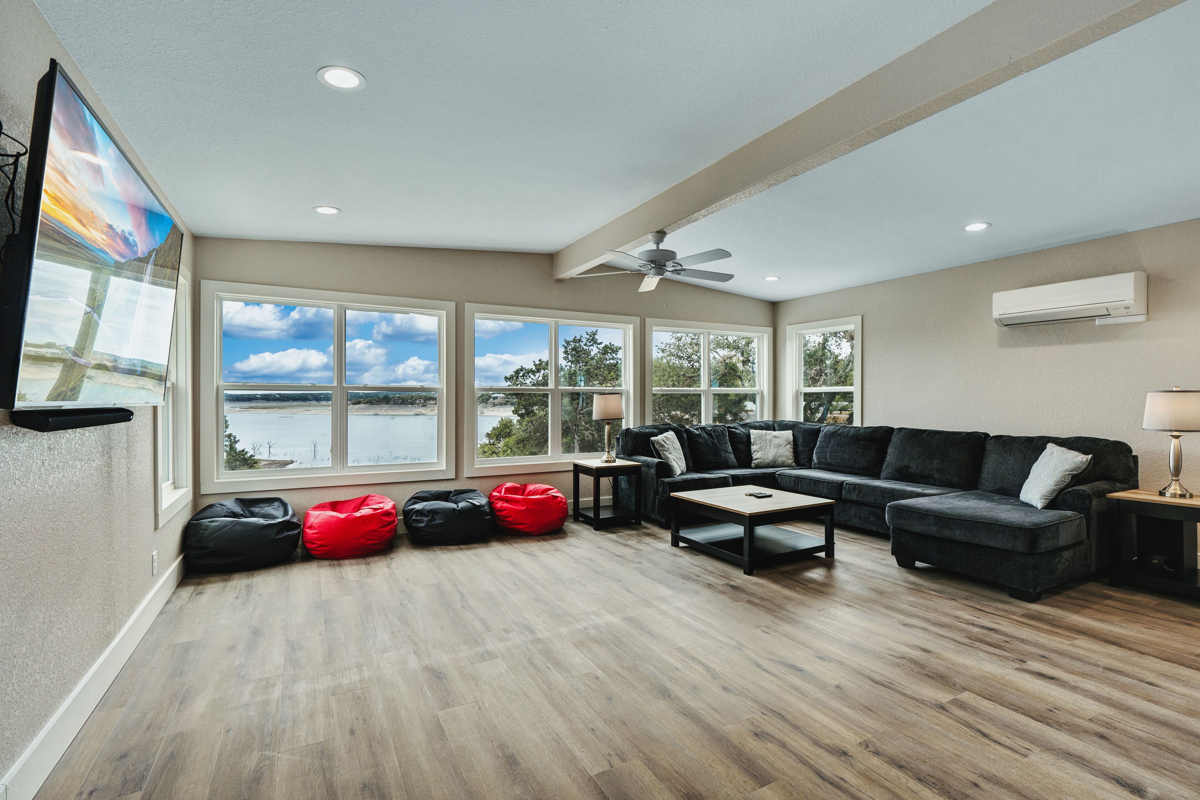 Smart TV, foosball, table tennis, books