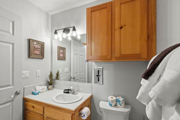 Hair dryer, towels