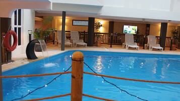 Outdoor pool, open 7:30 AM to 7:30 PM, sun loungers