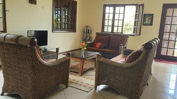 Smart TV, DVD player, books, music library