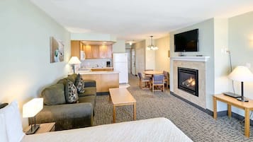 TV, fireplace, offices