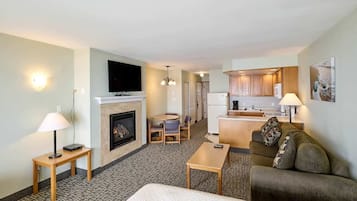 TV, fireplace, offices