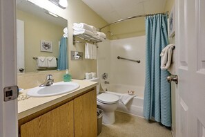 Ensemble douche/baignoire, sèche-cheveux, serviettes fournies, shampoing