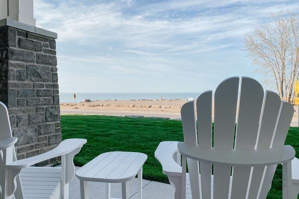 Private patio with lake view