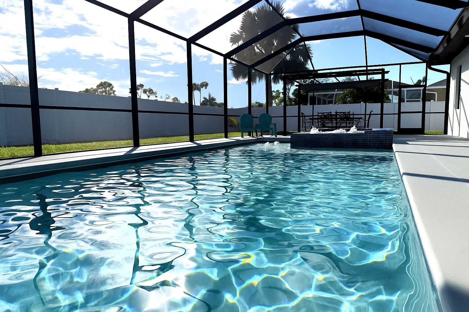 Piscine extérieure, piscine chauffée