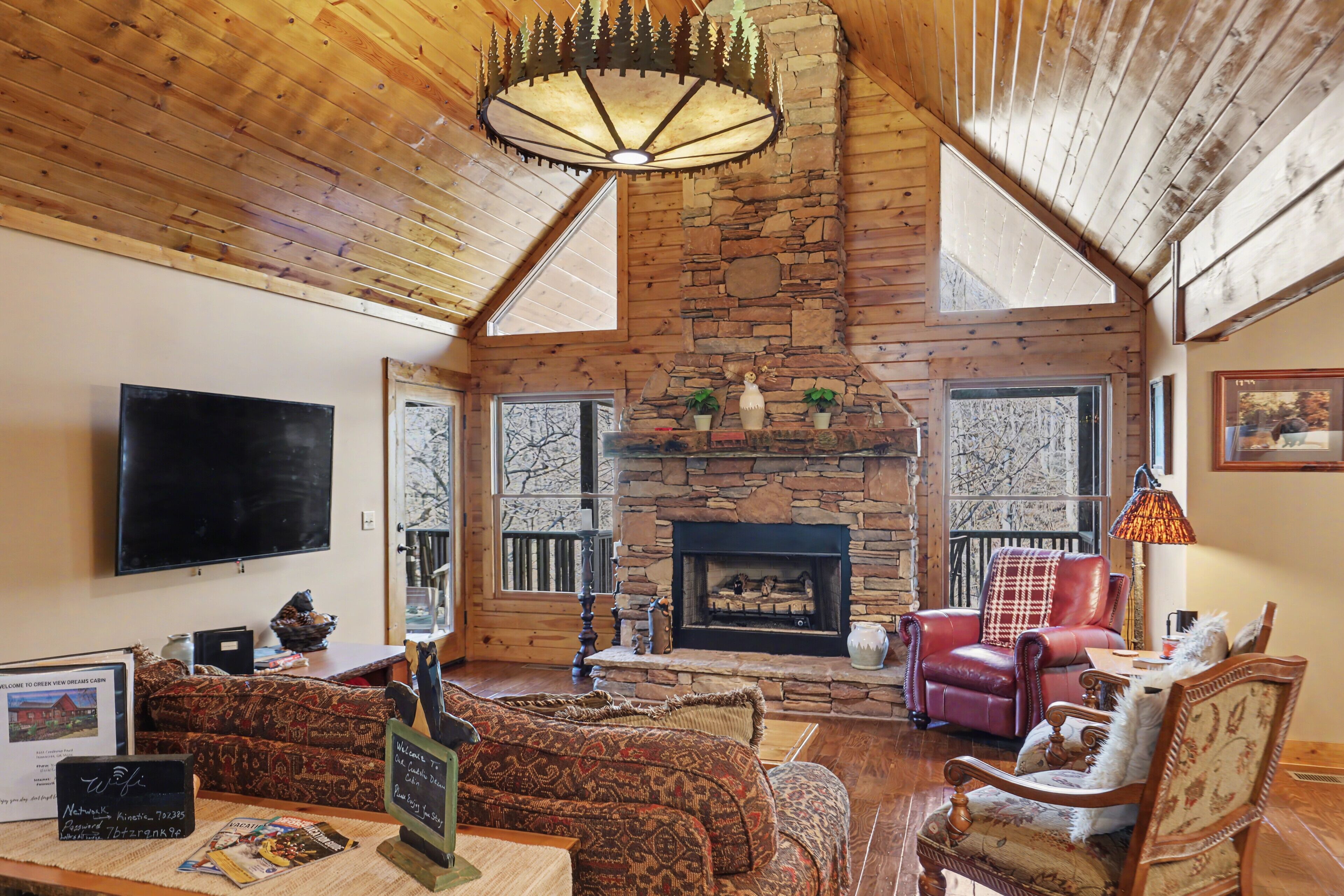 Smart TV, fireplace, video games, foosball