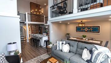 Smart TV, fireplace, video games, books