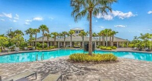 Outdoor pool - Stunning 3BR Modern Retreat, 20min to Beaches & Downtown, Pondside Bliss (Bradenton)