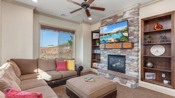 TV, fireplace, DVD player