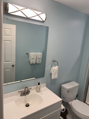 Combined shower/bathtub, towels, soap, toilet paper - Cheerful 3 bedroom, 2 bath home. (Nelsonville)