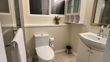 淋浴设施、吹风机、毛巾、肥皂