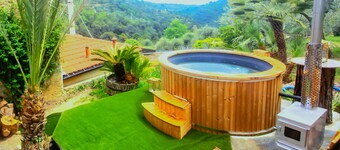 house swimming pool and jacuzzi sea view in the heart of olive trees
