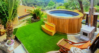house swimming pool and jacuzzi sea view in the heart of olive trees
