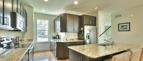 Microwave, dishwasher, coffee/tea maker, toaster