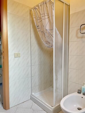 Dusche, Haartrockner, Bidet, Handtücher