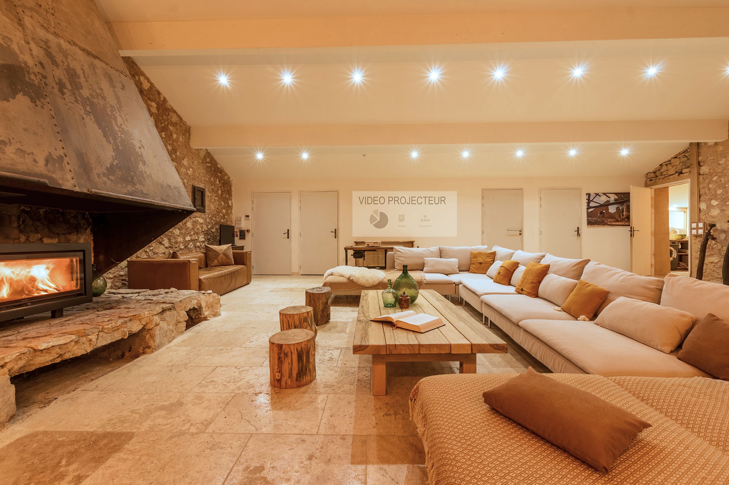 TV, fireplace, DVD player, books