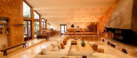 TV, fireplace, DVD player, books
